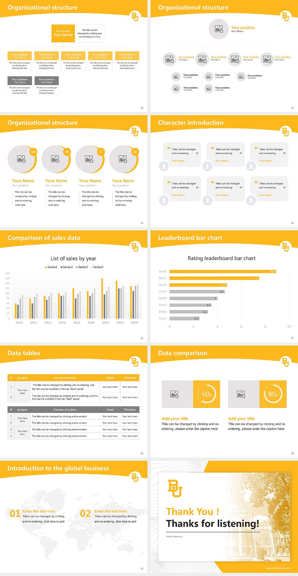 Baylor University Academic Presentation/Research Findings Report PPT Template4:3 ratio PPT effect preview image4