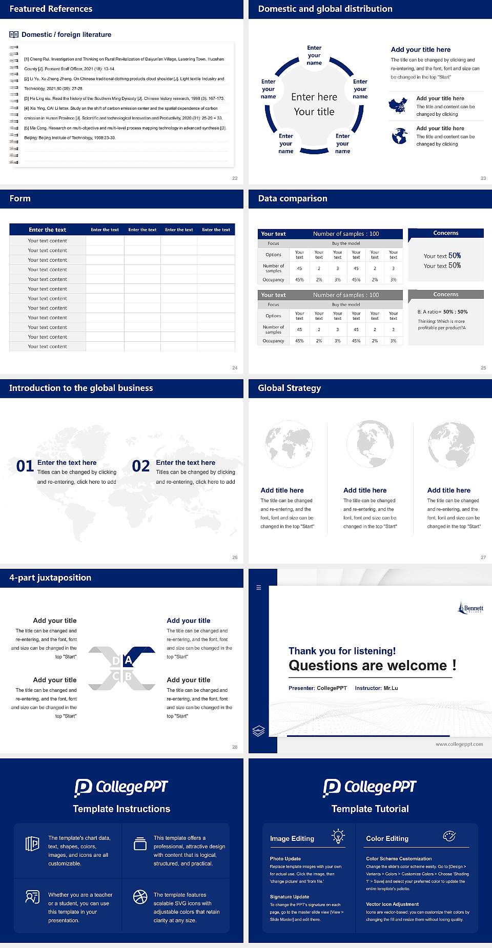 Bennett College Thesis Proposal/Graduation Defense PPT Template4:3 ratio PPT effect preview image4