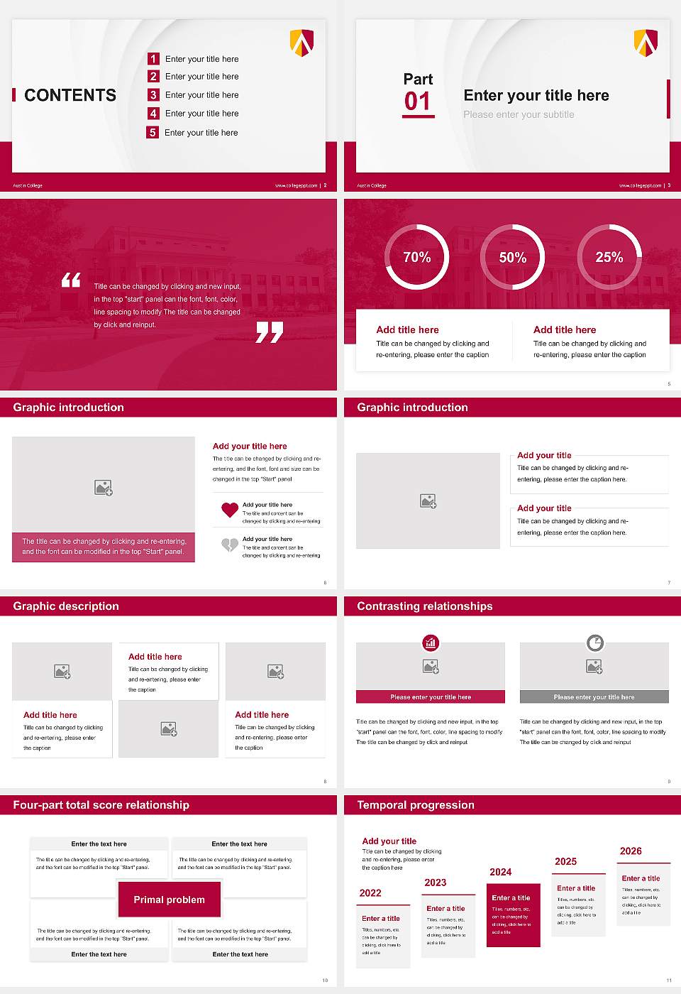 Austin College Thesis Proposal/Graduation Defense PPT Template16:9 ratio PPT effect preview image2