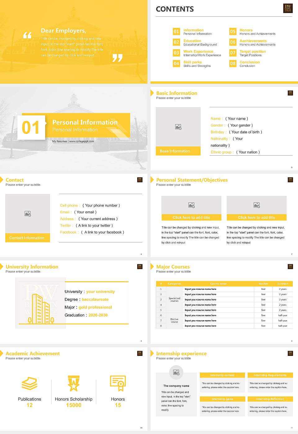 Baldwin Wallace University Resume PPT Template16:9 ratio PPT effect preview image2