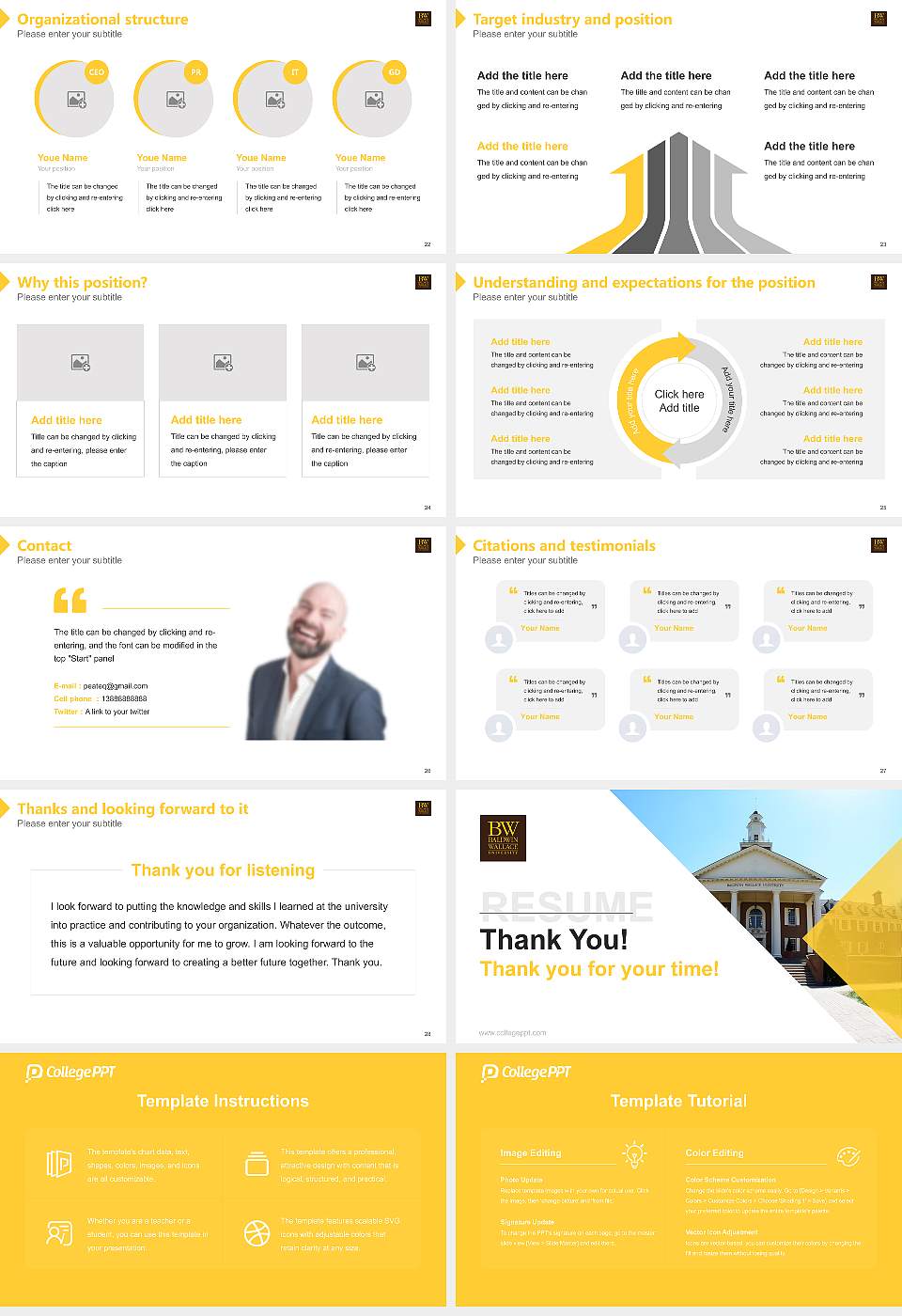 Baldwin Wallace University Resume PPT Template16:9 ratio PPT effect preview image4