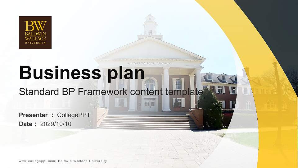 Baldwin Wallace University Competition/Entrepreneurship Contest PPT Template16:9 ratio PPT effect preview image