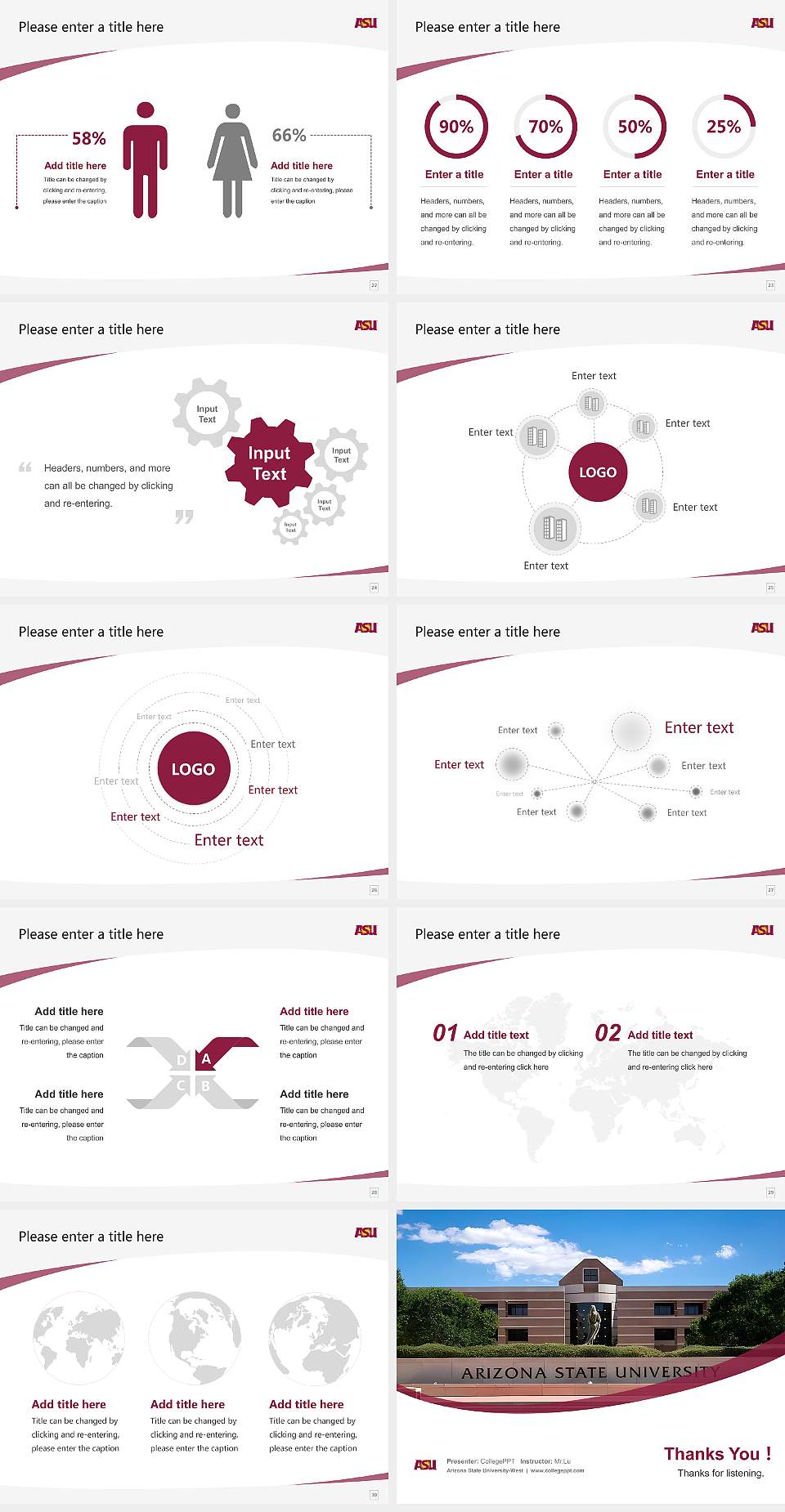 Arizona State University-West Course/Courseware Creation PPT Template4:3 ratio PPT effect preview image4