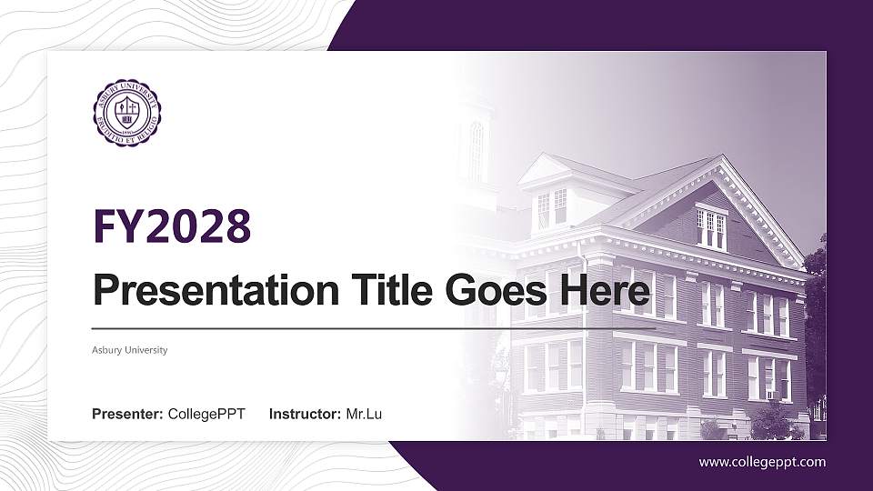 Asbury University Academic Presentation/Research Findings Report PPT Template16:9 ratio PPT effect preview image