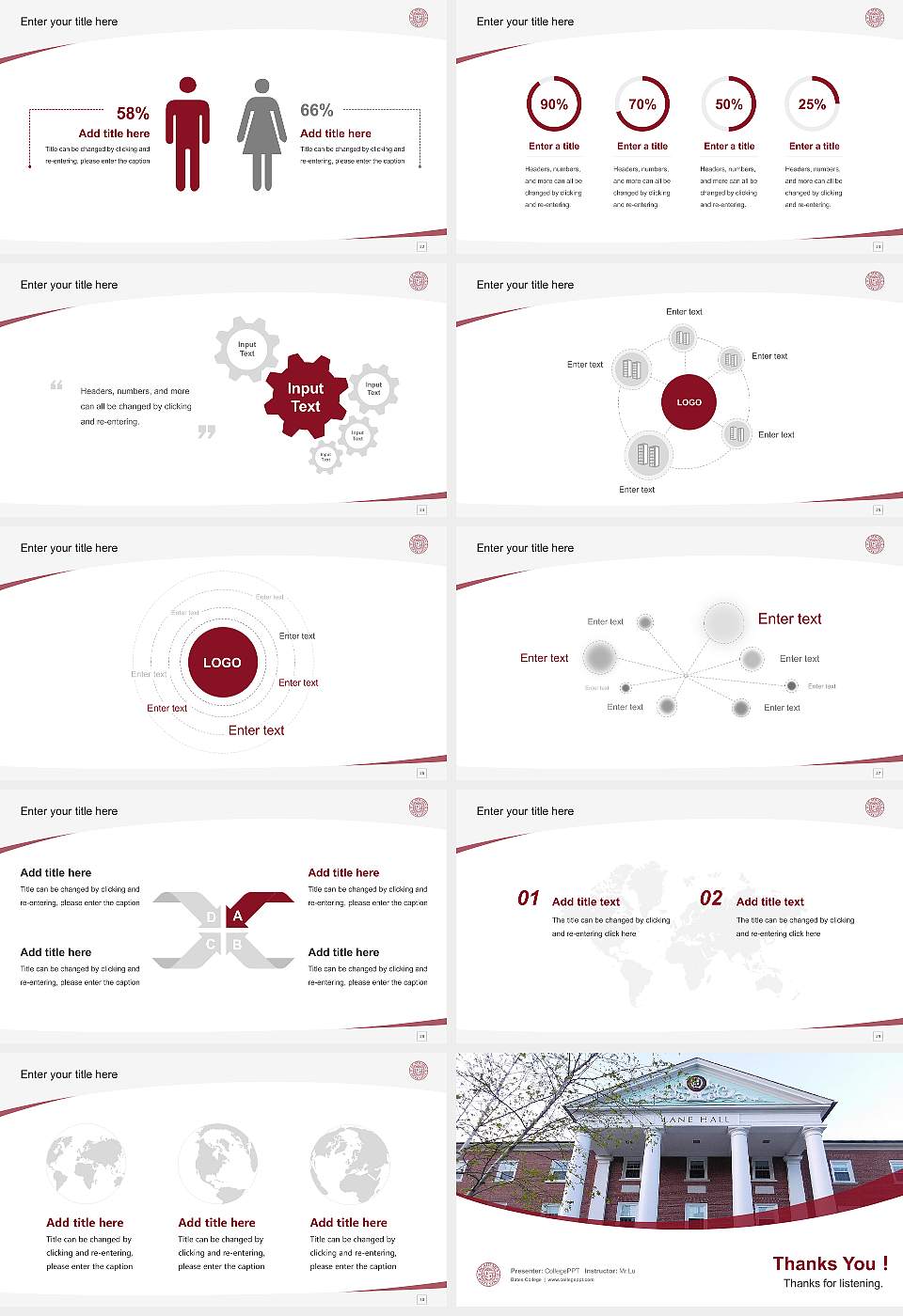 Bates College Course/Courseware Creation PPT Template16:9 ratio PPT effect preview image4