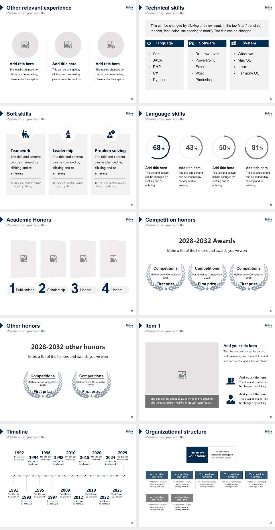 Beloit College Resume PPT Template4:3 ratio PPT effect preview image3