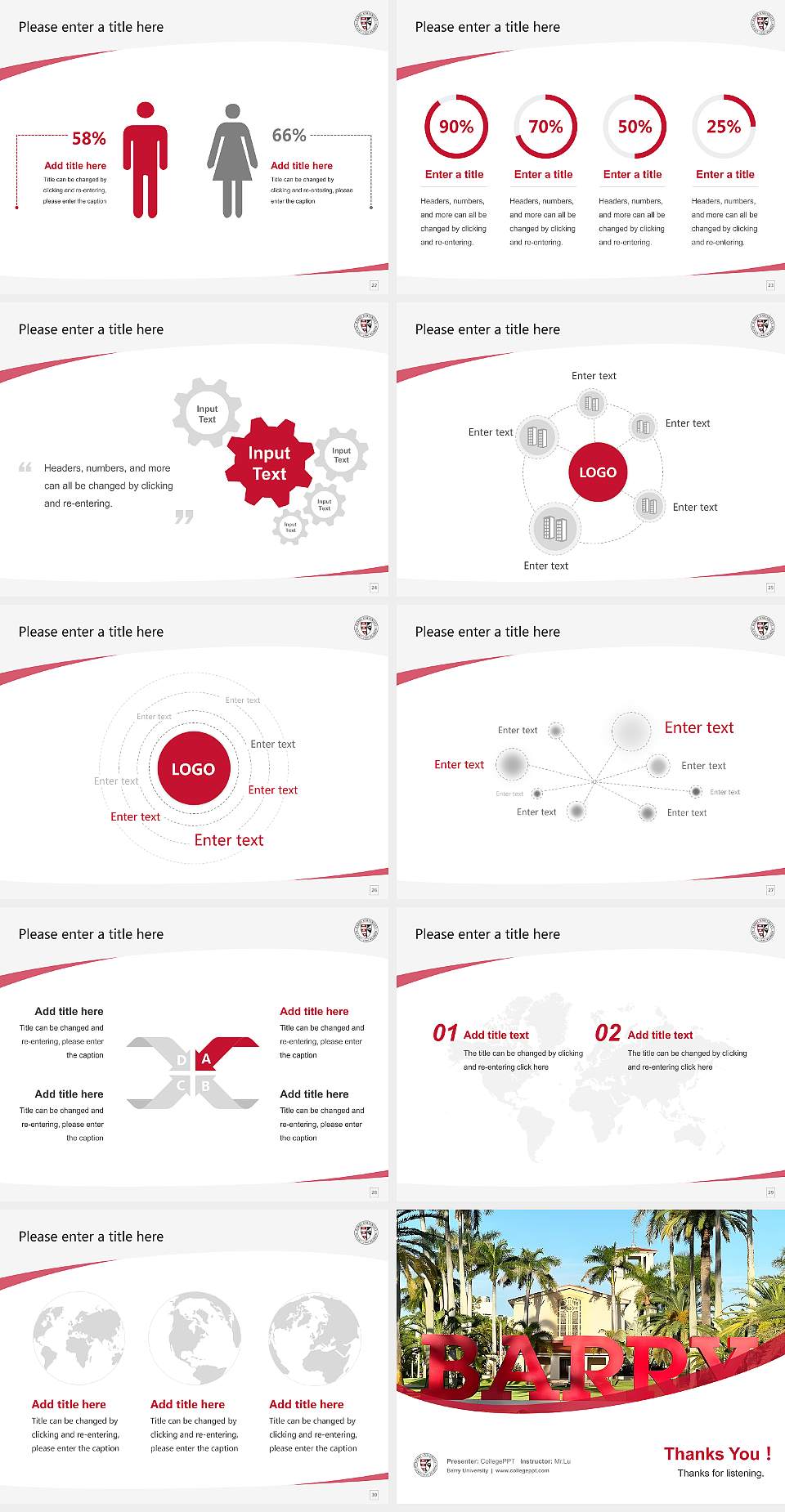 Barry University Course/Courseware Creation PPT Template4:3 ratio PPT effect preview image4