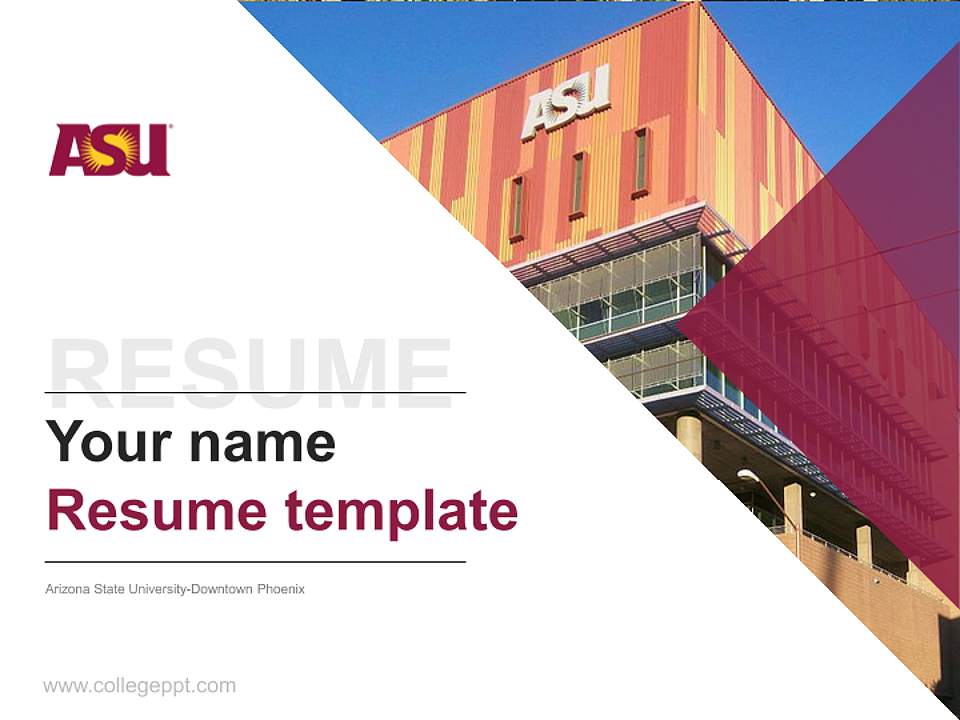 Arizona State University-Downtown Phoenix Resume PPT Template4:3 ratio PPT effect preview image5