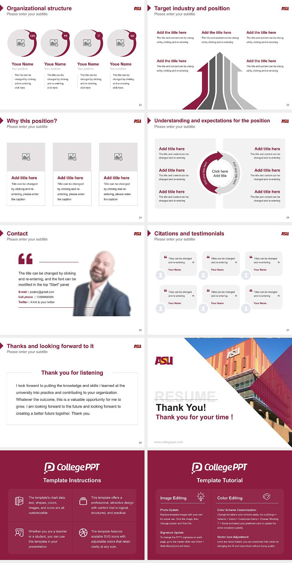Arizona State University-Downtown Phoenix Resume PPT Template4:3 ratio PPT effect preview image4