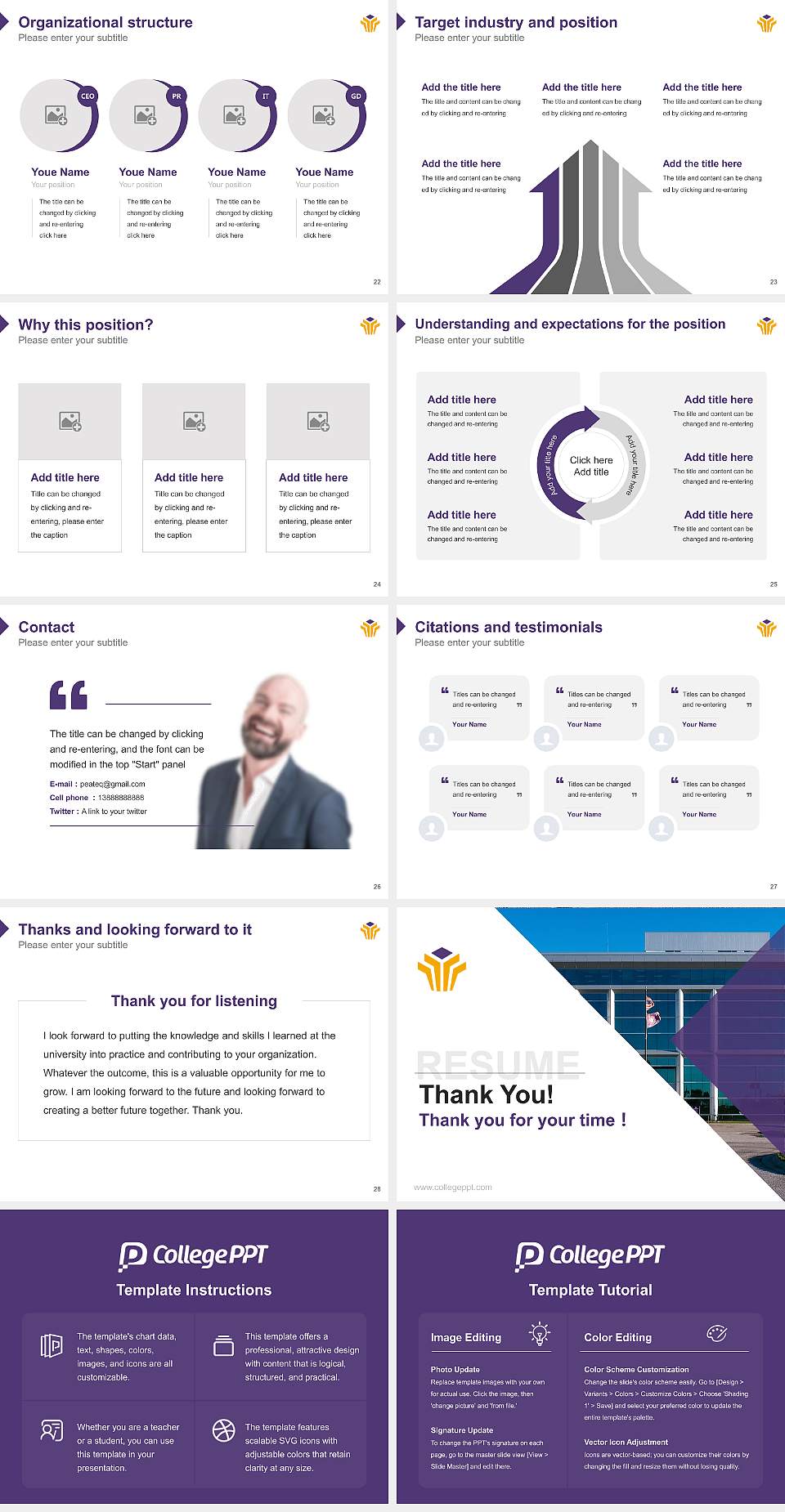 Bellevue University Resume PPT Template4:3 ratio PPT effect preview image4