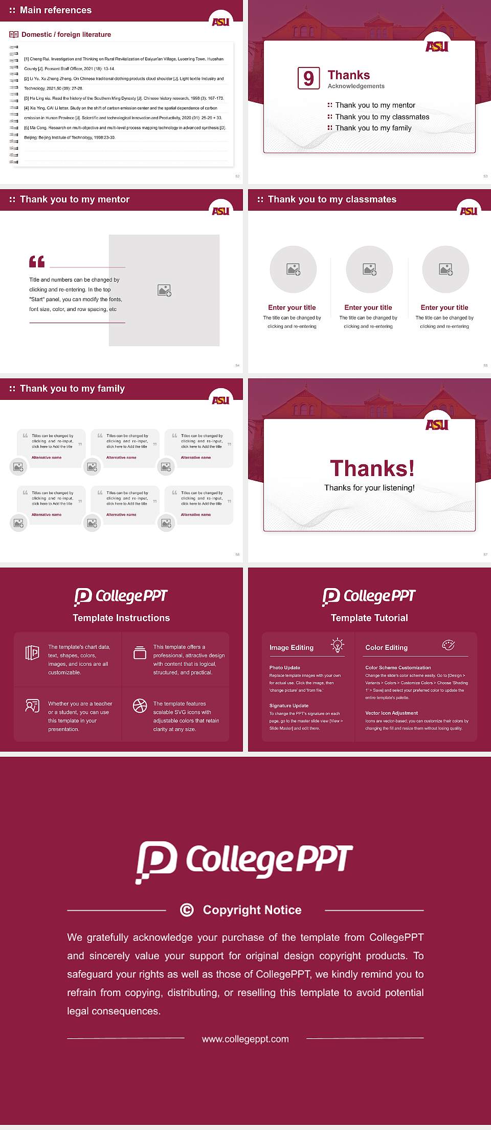 Arizona State University Graduation Thesis Defense PPT Template4:3 ratio PPT effect preview image7