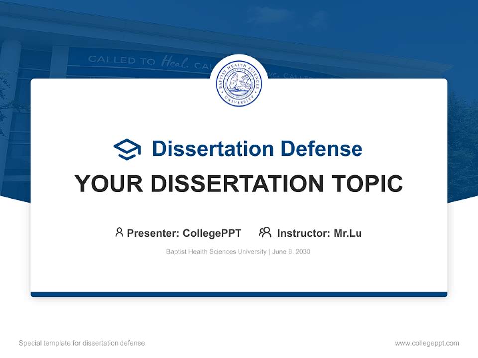 Baptist Health Sciences University Graduation Thesis Defense PPT Template4:3 ratio PPT effect preview image7