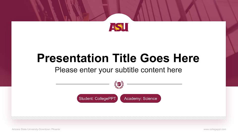 Arizona State University-Downtown Phoenix National Scholarship Defense PPT Template16:9 ratio PPT effect preview image