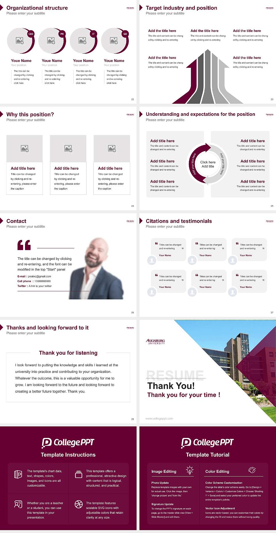 Augsburg University Resume PPT Template4:3 ratio PPT effect preview image4