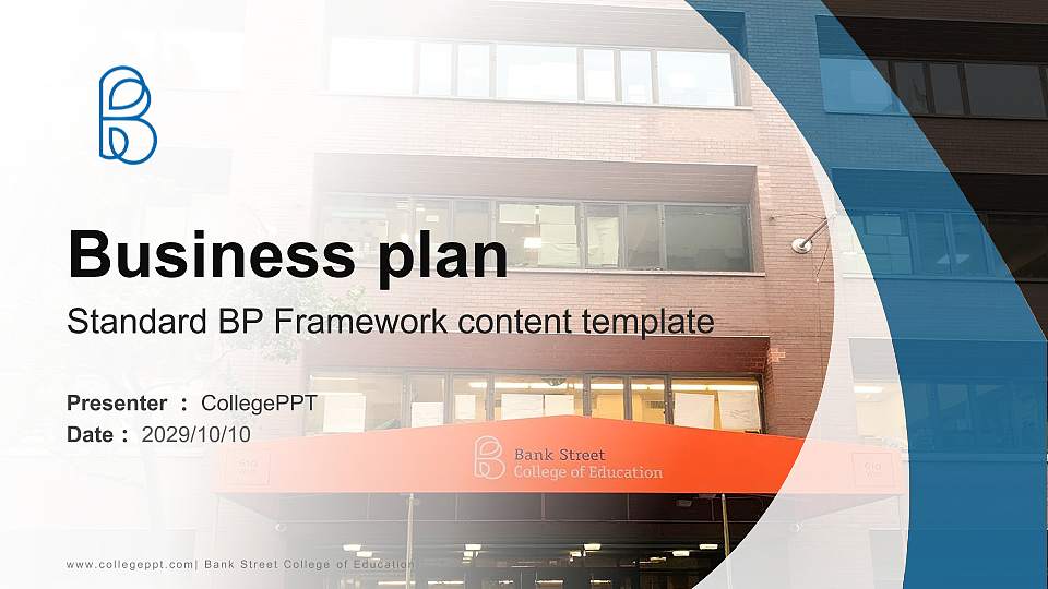 Bank Street College of Education Competition/Entrepreneurship Contest PPT Template16:9 ratio PPT effect preview image