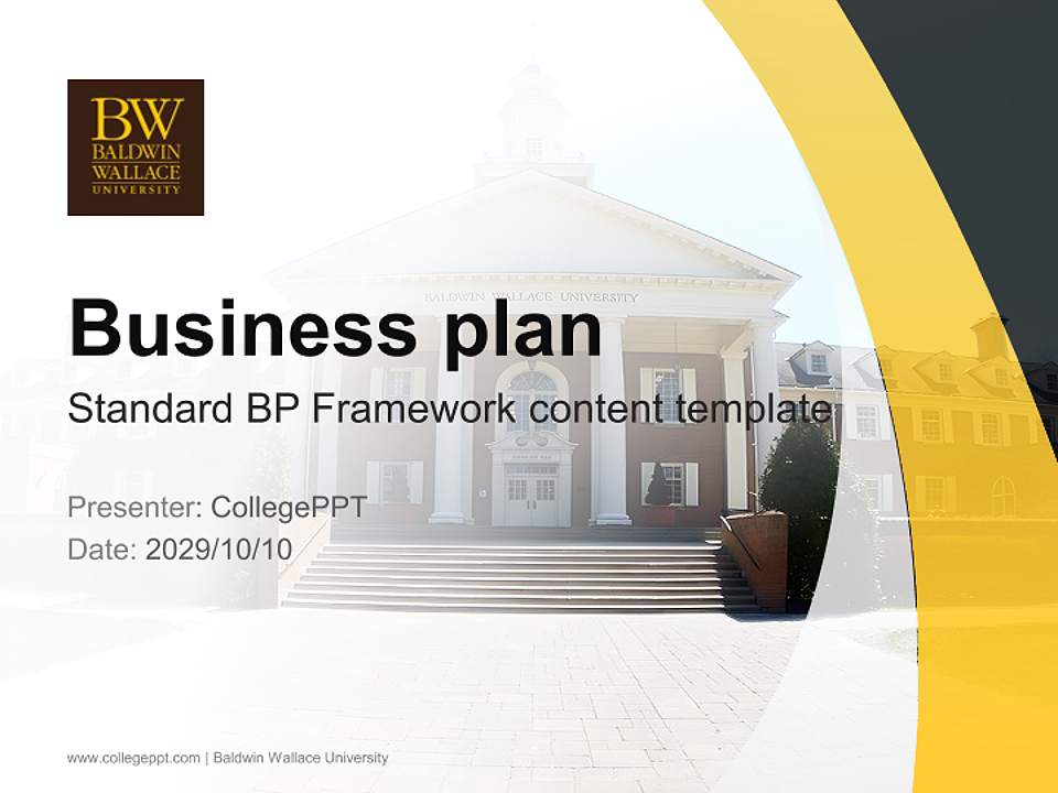 Baldwin Wallace University Competition/Entrepreneurship Contest PPT Template4:3 ratio PPT effect preview image9