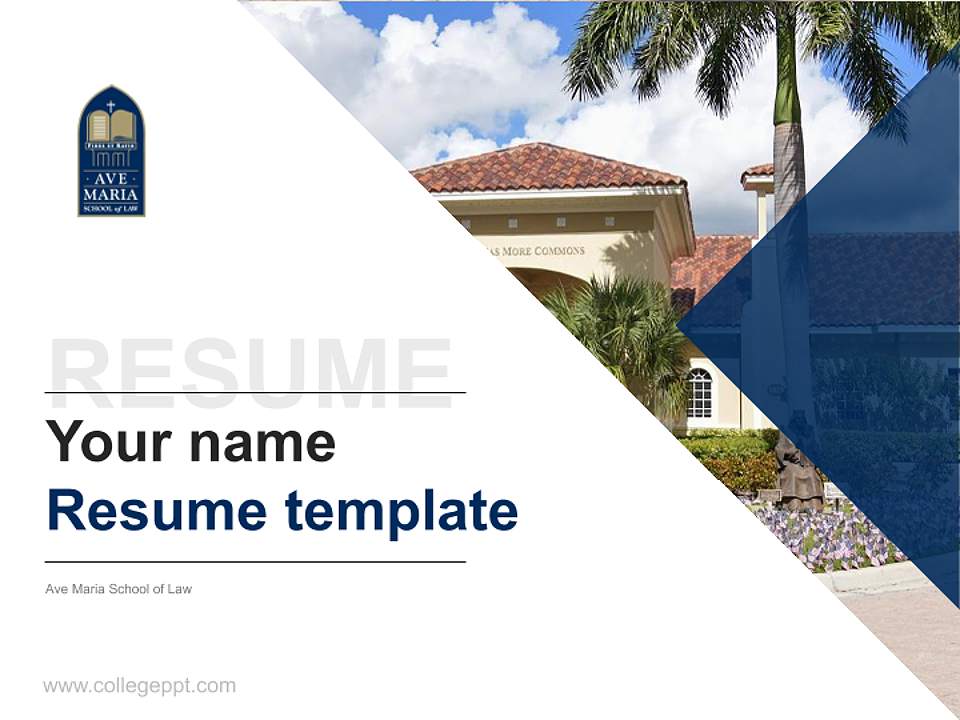 Ave Maria School of Law Resume PPT Template4:3 ratio PPT effect preview image5