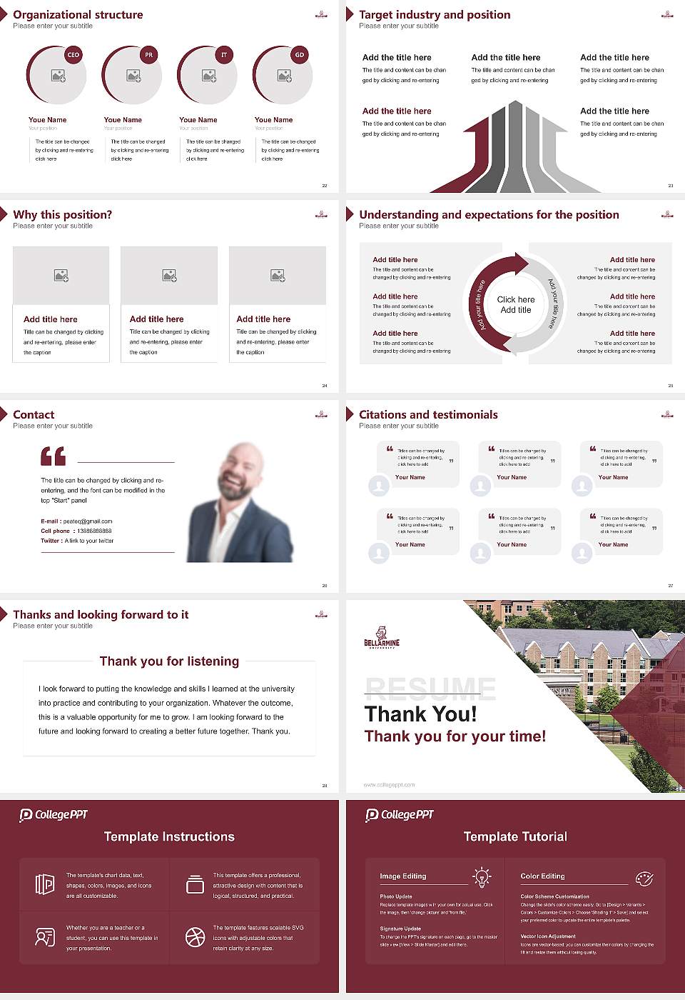 Bellarmine University Resume PPT Template16:9 ratio PPT effect preview image4