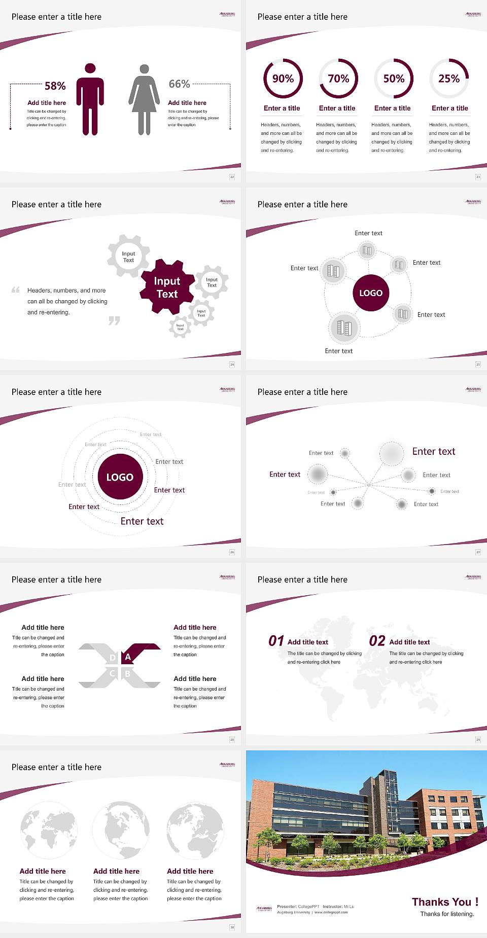 Augsburg University Course/Courseware Creation PPT Template4:3 ratio PPT effect preview image4