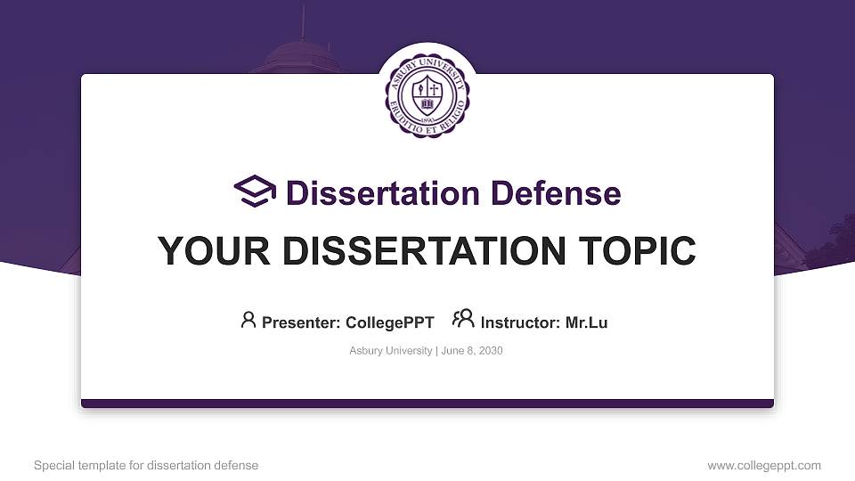 Asbury University Graduation Thesis Defense PPT Template16:9 ratio PPT effect preview image