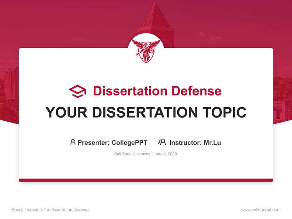 Ball State University Graduation Thesis Defense PPT Template4:3 ratio PPT effect preview image7