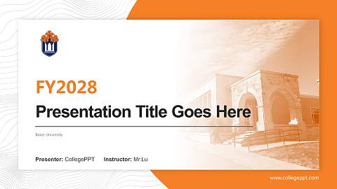 Baker University Academic Presentation/Research Findings Report PPT Template