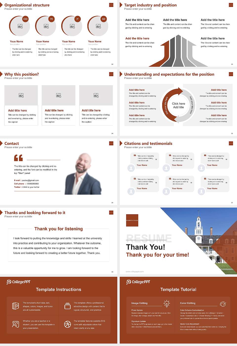 Bennington College Resume PPT Template16:9 ratio PPT effect preview image4