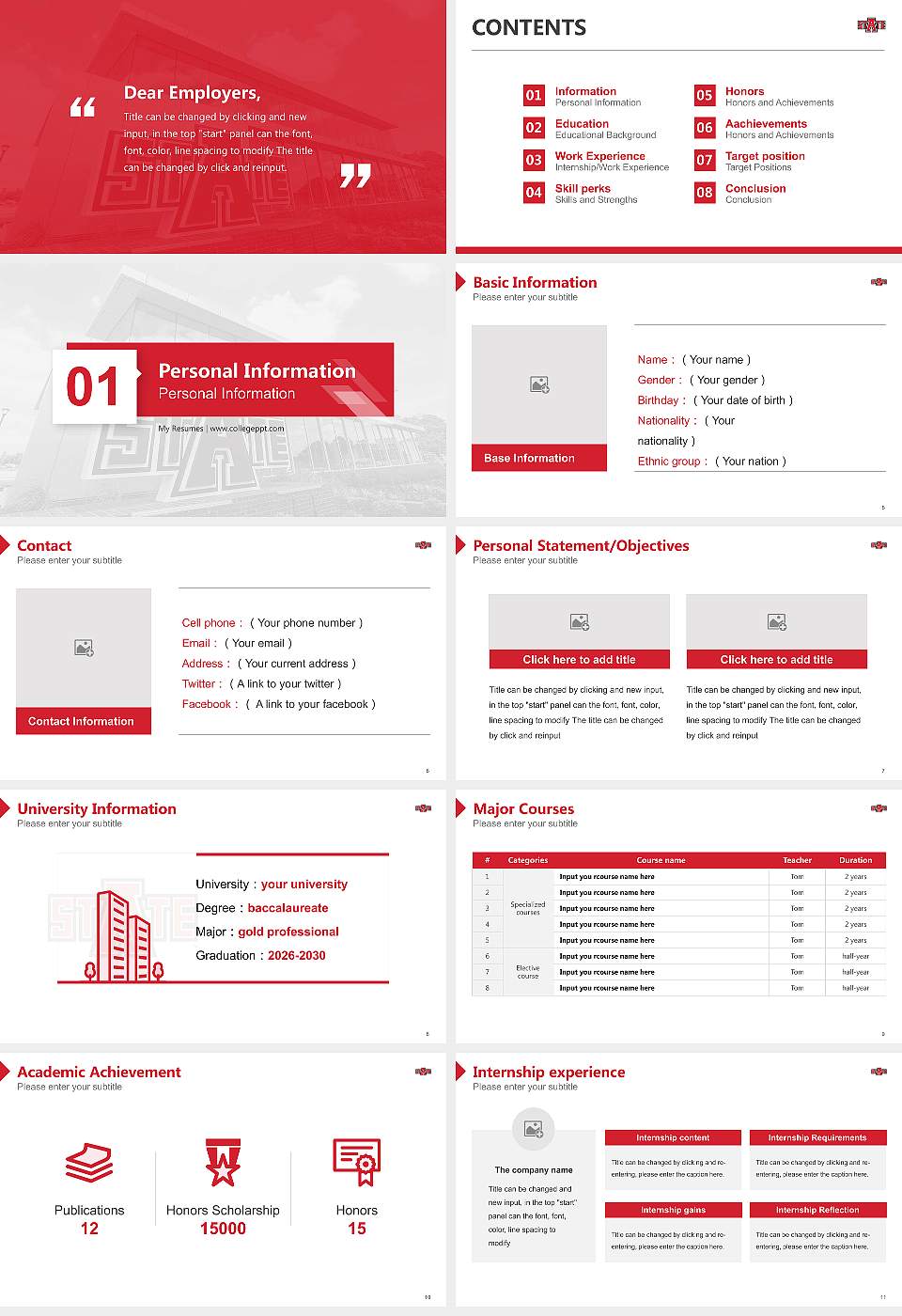 Arkansas State University Resume PPT Template16:9 ratio PPT effect preview image2