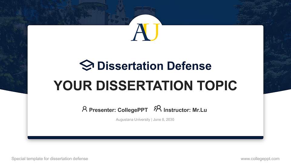 Augustana University Graduation Thesis Defense PPT Template16:9 ratio PPT effect preview image