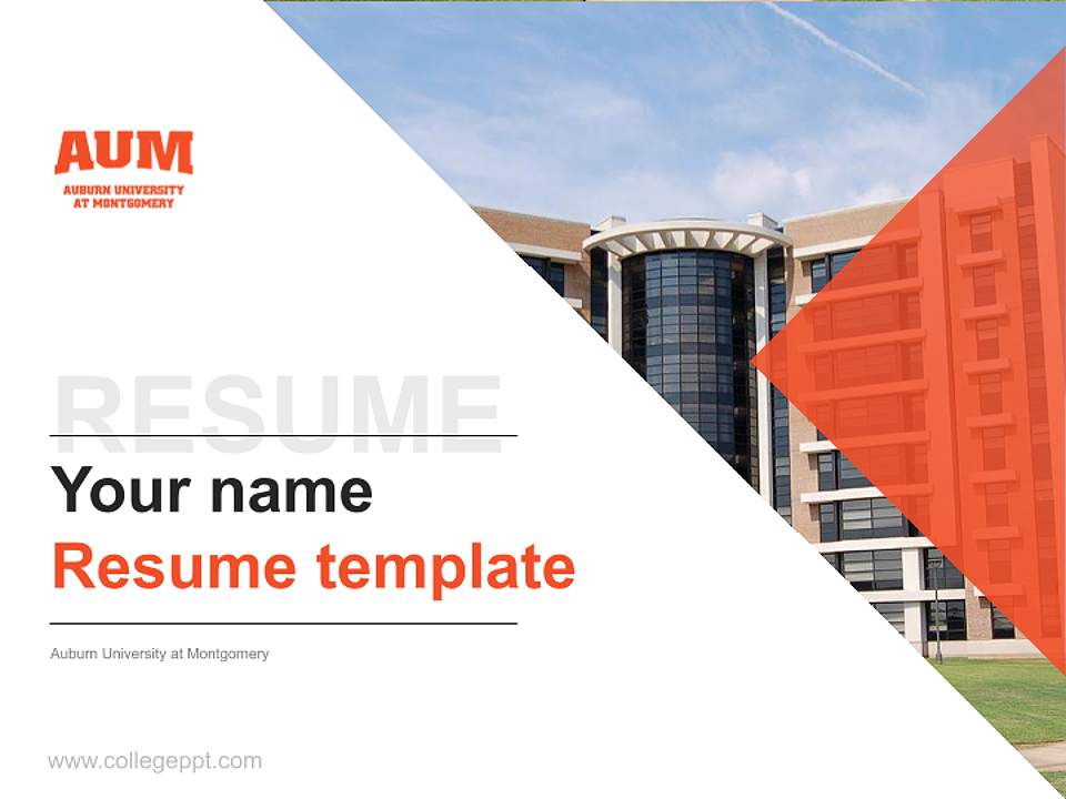 Auburn University at Montgomery Resume PPT Template4:3 ratio PPT effect preview image5