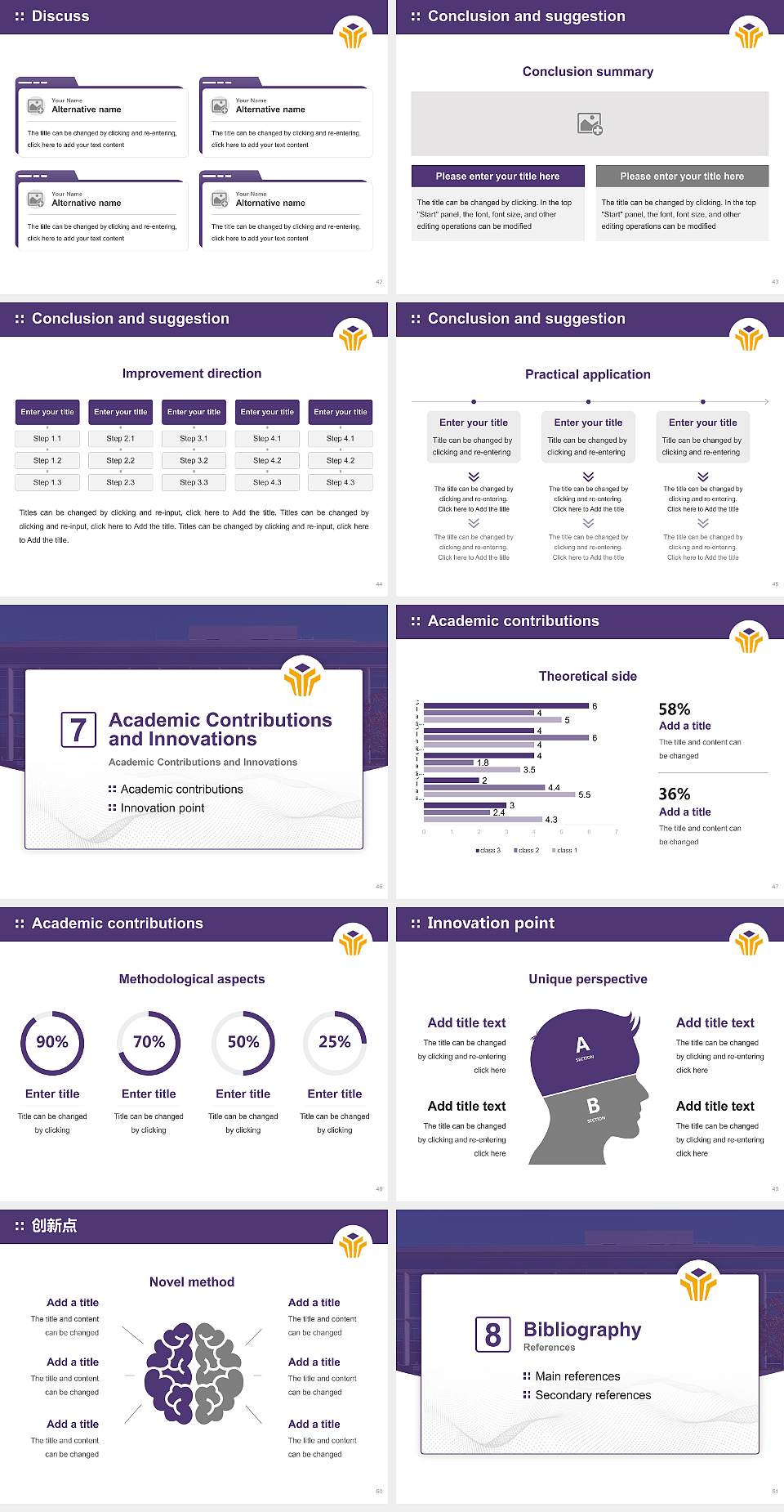 Bellevue University Graduation Thesis Defense PPT Template4:3 ratio PPT effect preview image6