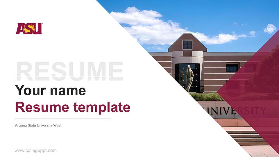Arizona State University-West Resume PPT Template16:9 ratio PPT effect preview image