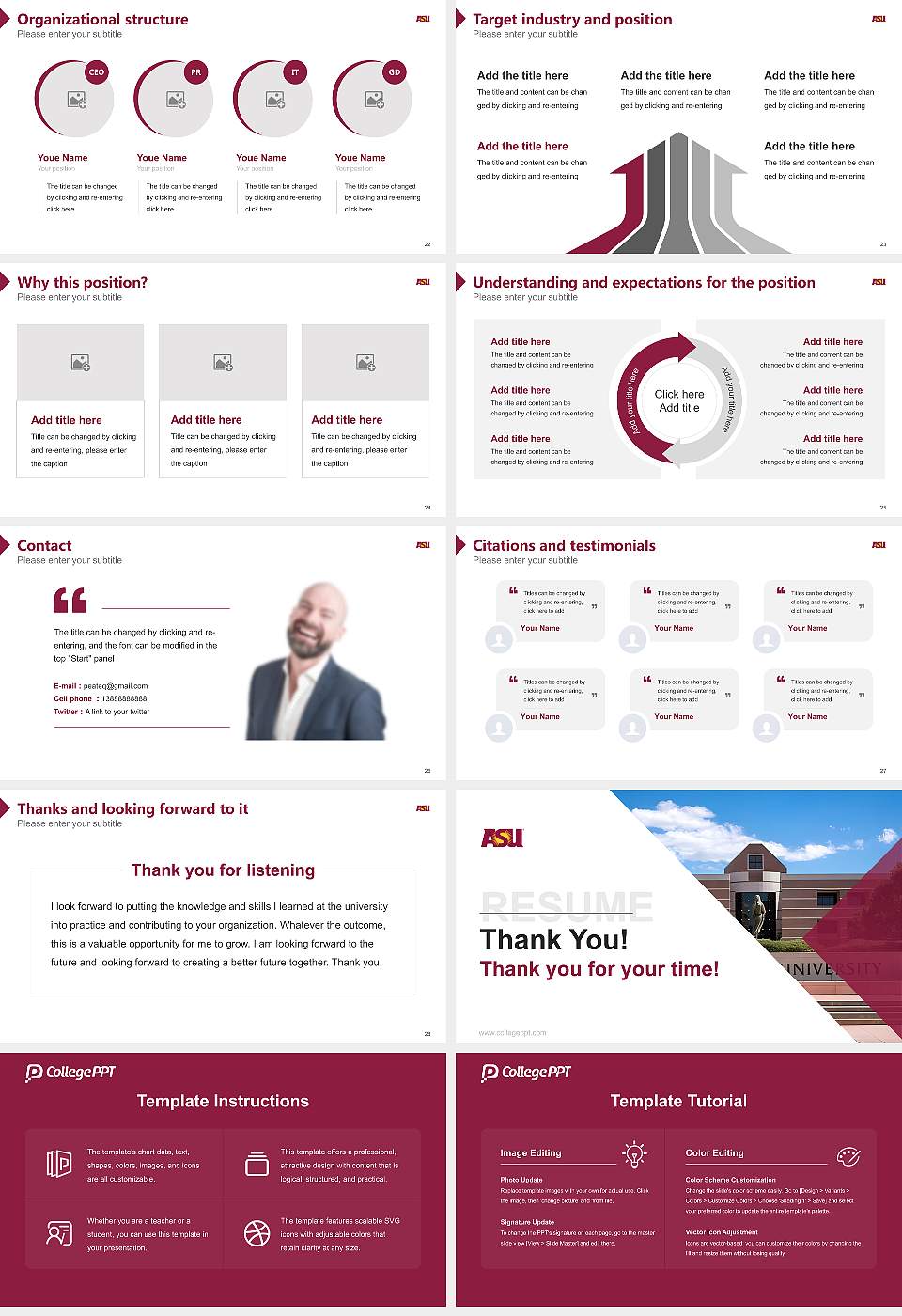 Arizona State University-West Resume PPT Template16:9 ratio PPT effect preview image4