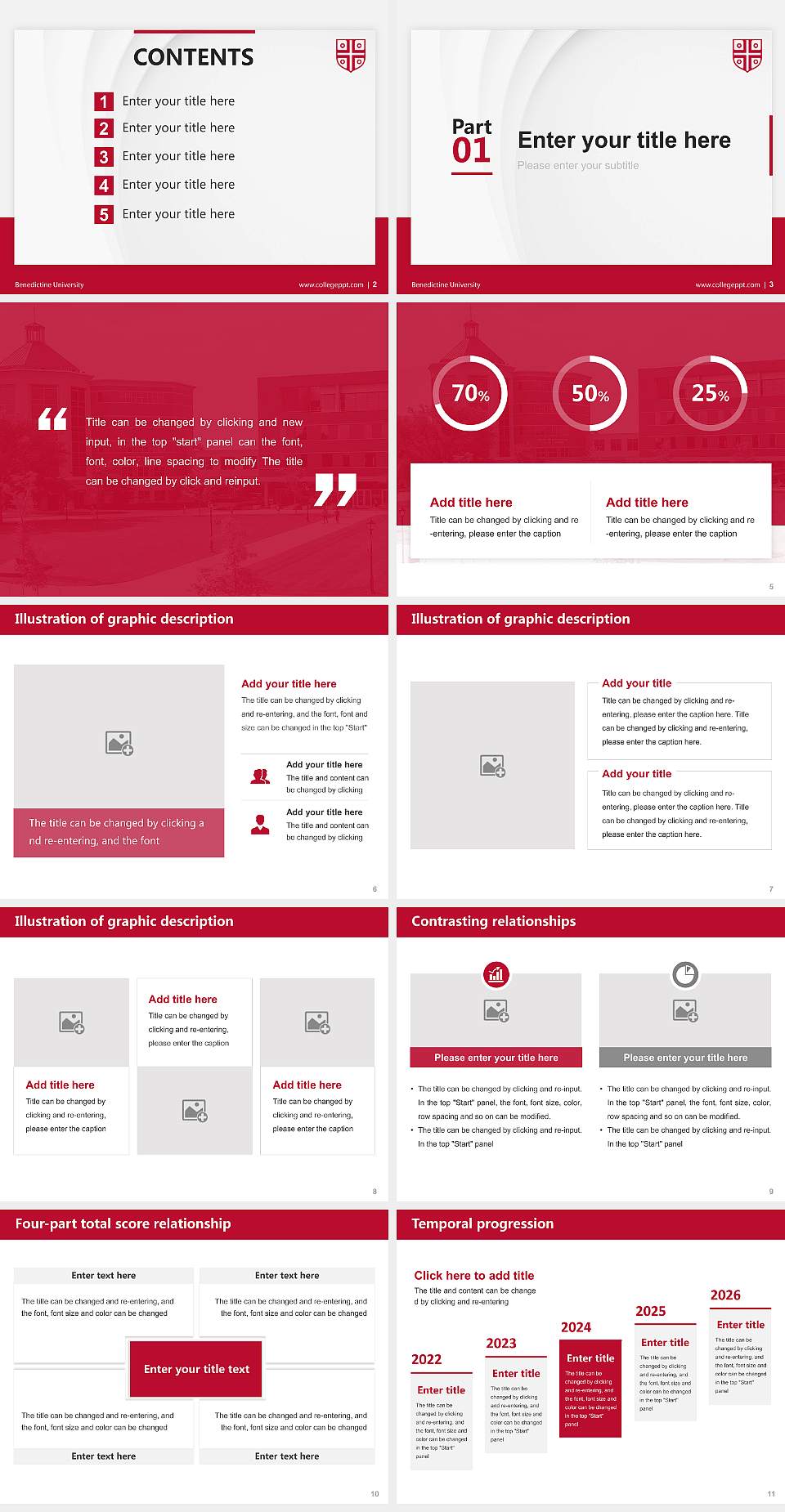 Benedictine University Thesis Proposal/Graduation Defense PPT Template4:3 ratio PPT effect preview image2