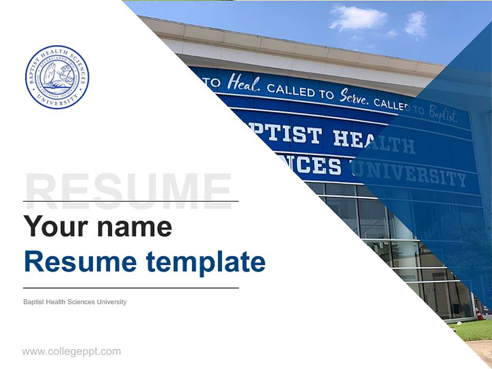 Baptist Health Sciences University Resume PPT Template4:3 ratio PPT effect preview image5
