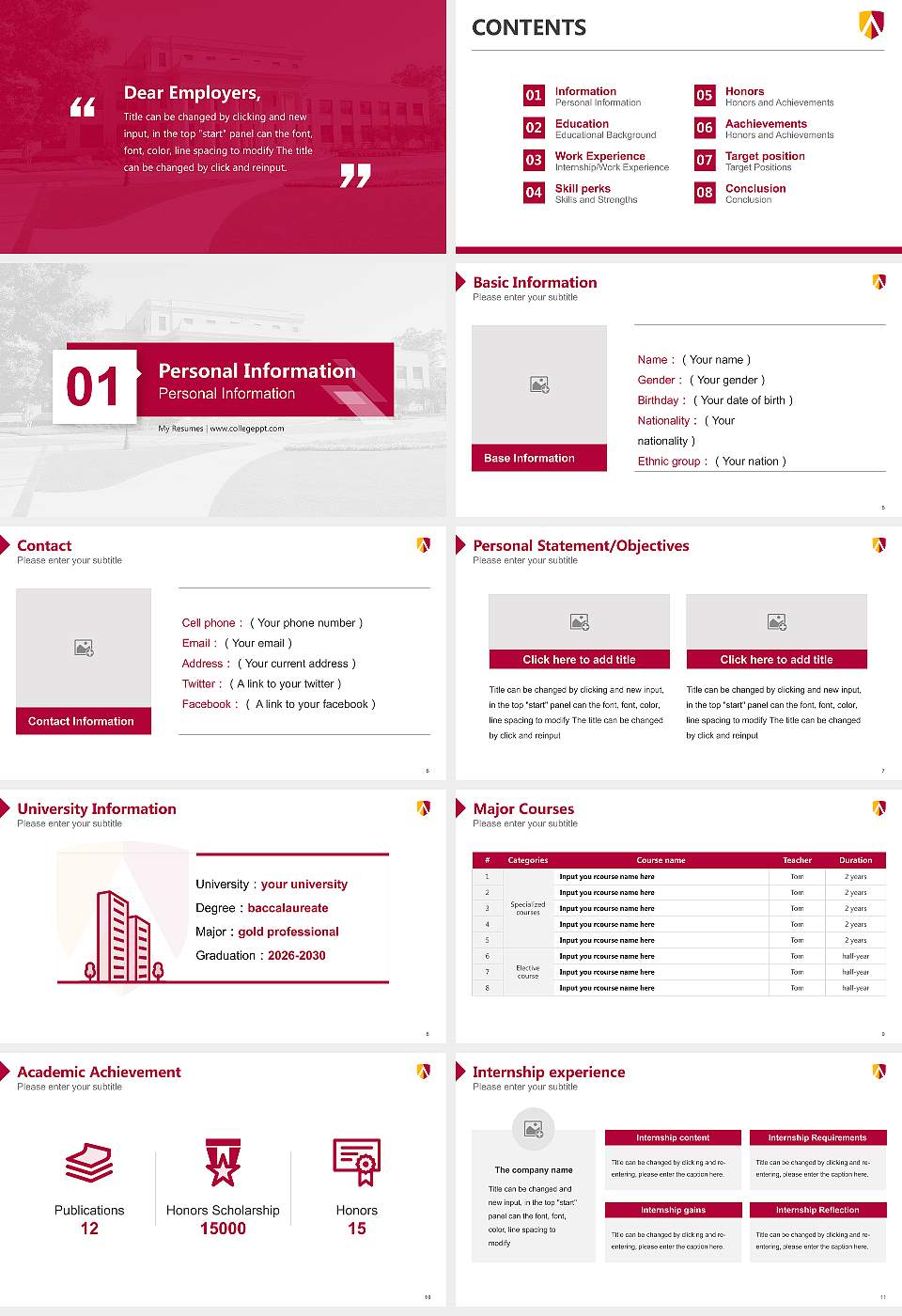 Austin College Resume PPT Template16:9 ratio PPT effect preview image2