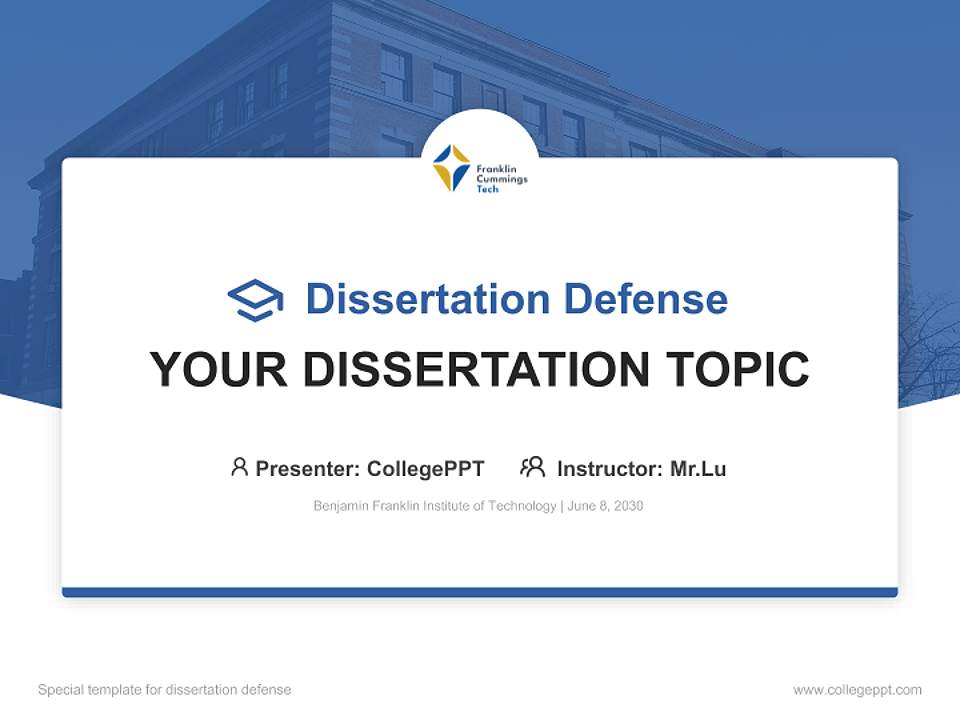 Benjamin Franklin Institute of Technology Graduation Thesis Defense PPT Template4:3 ratio PPT effect preview image7