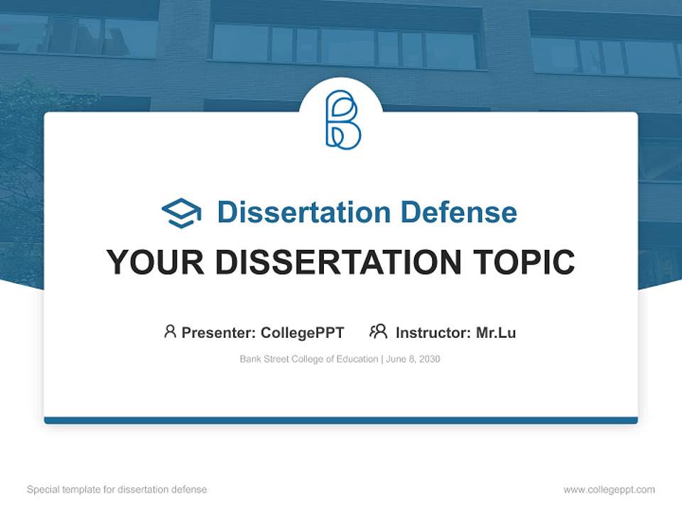 Bank Street College of Education Graduation Thesis Defense PPT Template4:3 ratio PPT effect preview image7