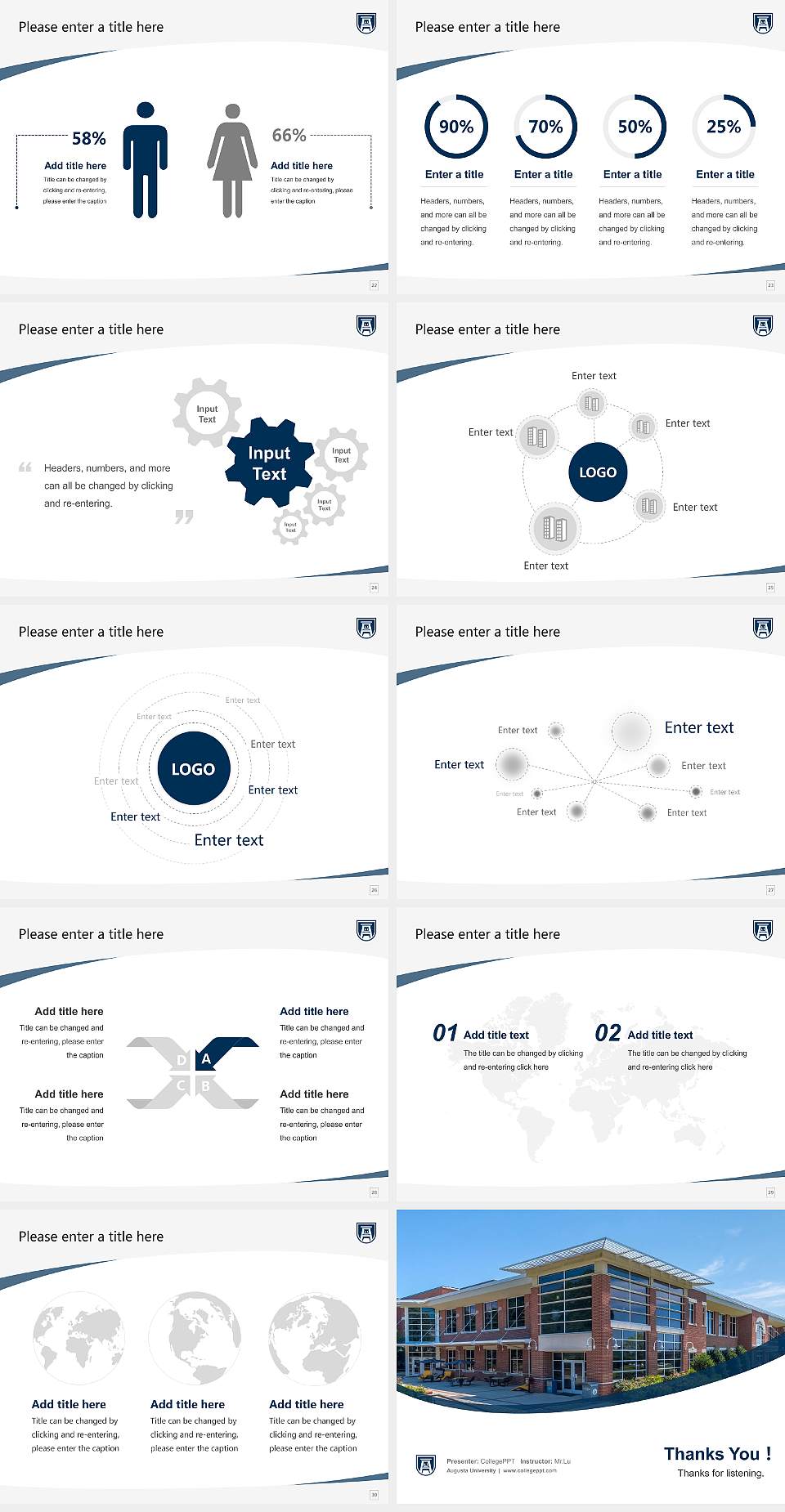 Augusta University Course/Courseware Creation PPT Template4:3 ratio PPT effect preview image4