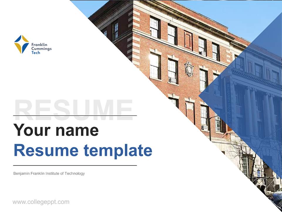 Benjamin Franklin Institute of Technology Resume PPT Template4:3 ratio PPT effect preview image5