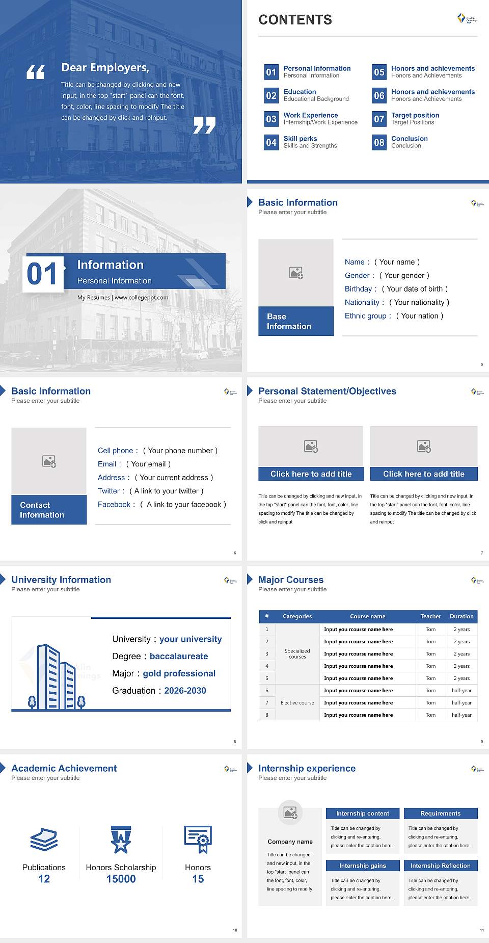 Benjamin Franklin Institute of Technology Resume PPT Template4:3 ratio PPT effect preview image2