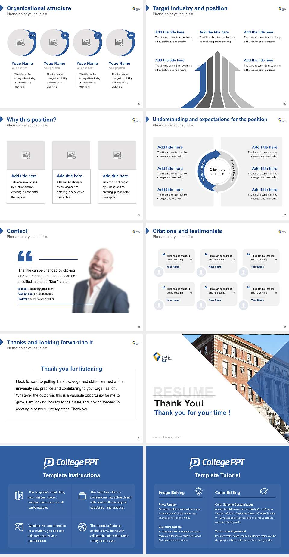 Benjamin Franklin Institute of Technology Resume PPT Template4:3 ratio PPT effect preview image4