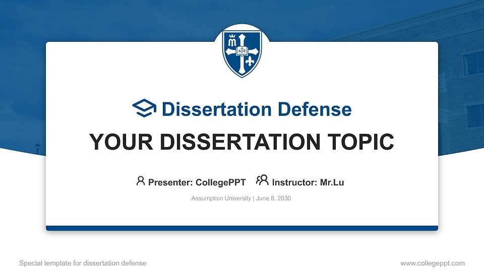 Assumption University Graduation Thesis Defense PPT Template16:9 ratio PPT effect preview image