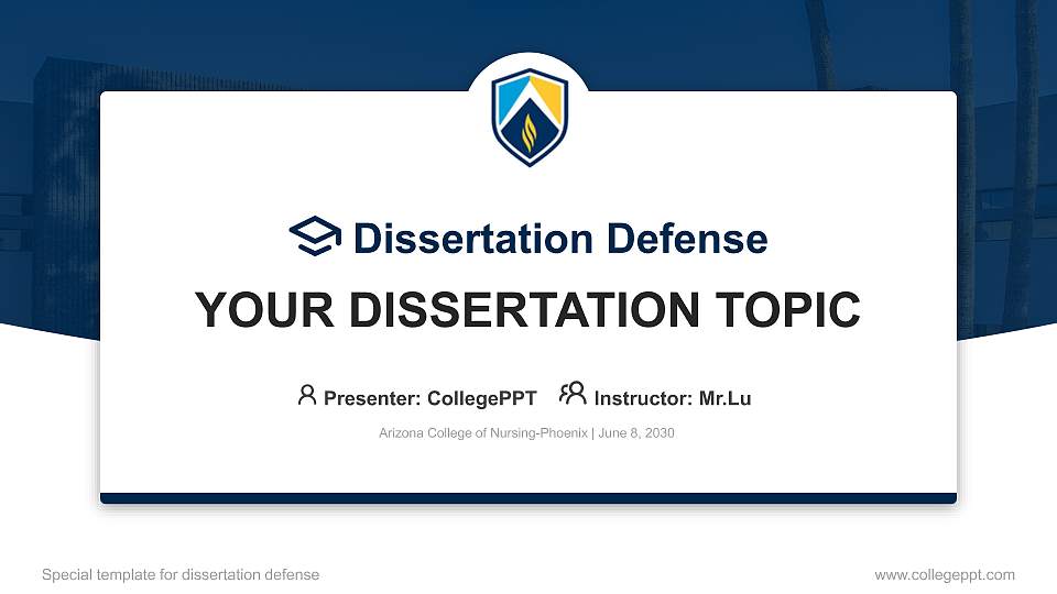 Arizona College of Nursing-Phoenix Graduation Thesis Defense PPT Template16:9 ratio PPT effect preview image