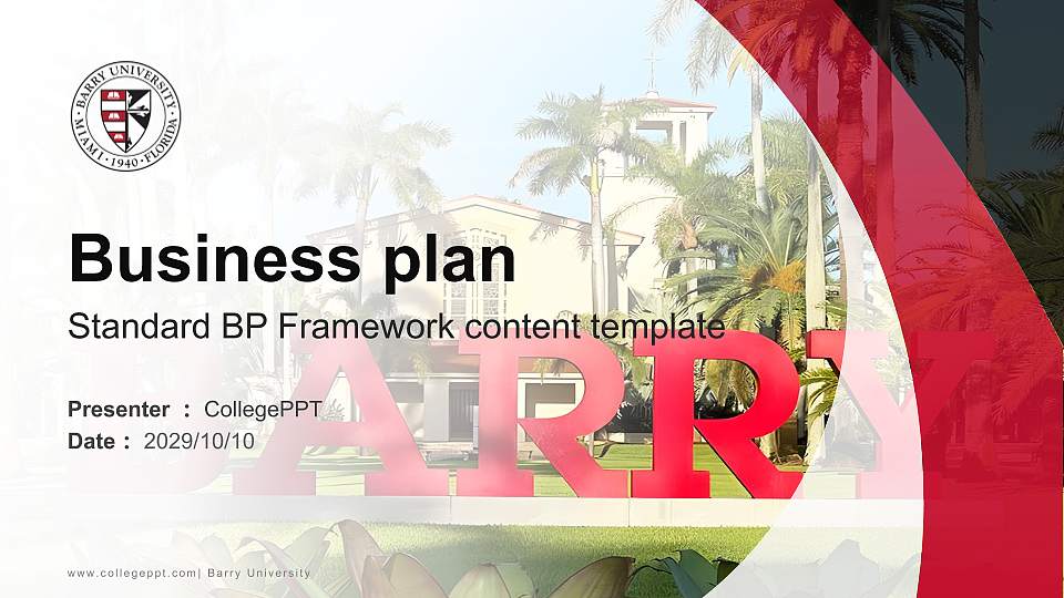 Barry University Competition/Entrepreneurship Contest PPT Template16:9 ratio PPT effect preview image