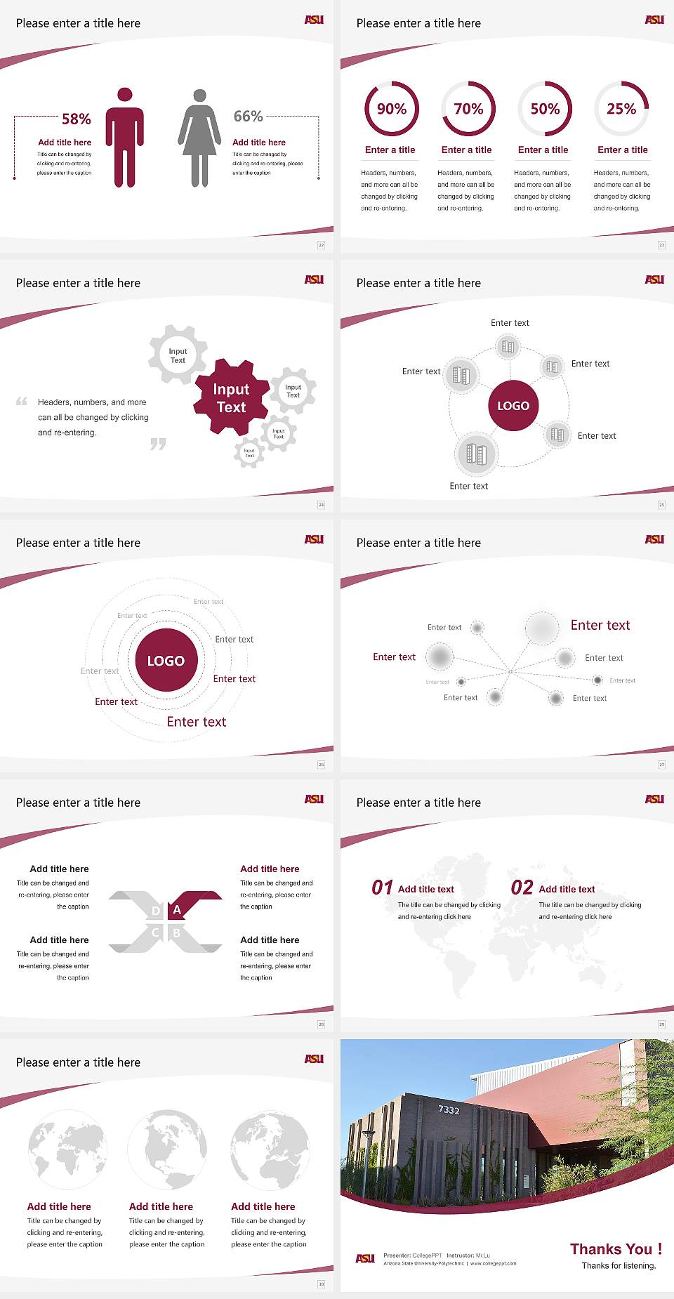 Arizona State University-Polytechnic Course/Courseware Creation PPT Template4:3 ratio PPT effect preview image4