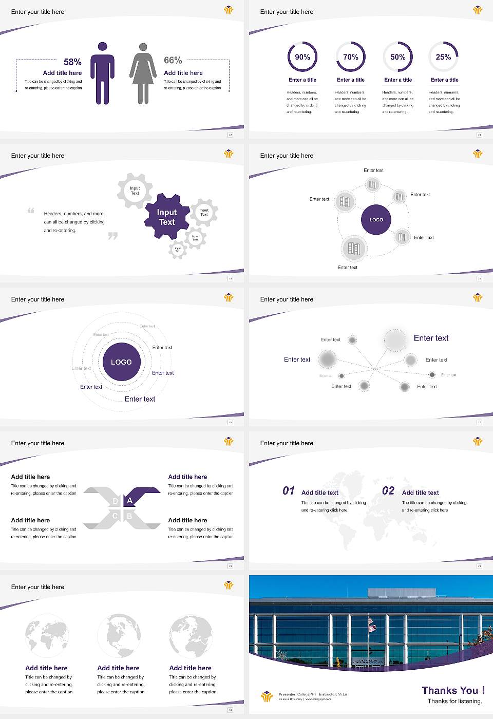 Bellevue University Course/Courseware Creation PPT Template16:9 ratio PPT effect preview image4