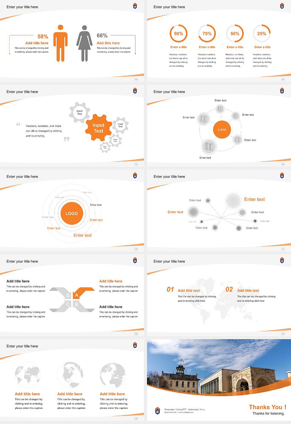 Baker University Course/Courseware Creation PPT Template16:9 ratio PPT effect preview image4