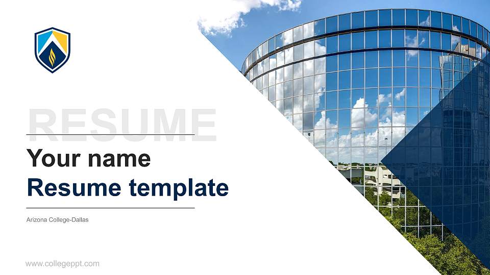 Arizona College-Dallas Resume PPT Template16:9 ratio PPT effect preview image