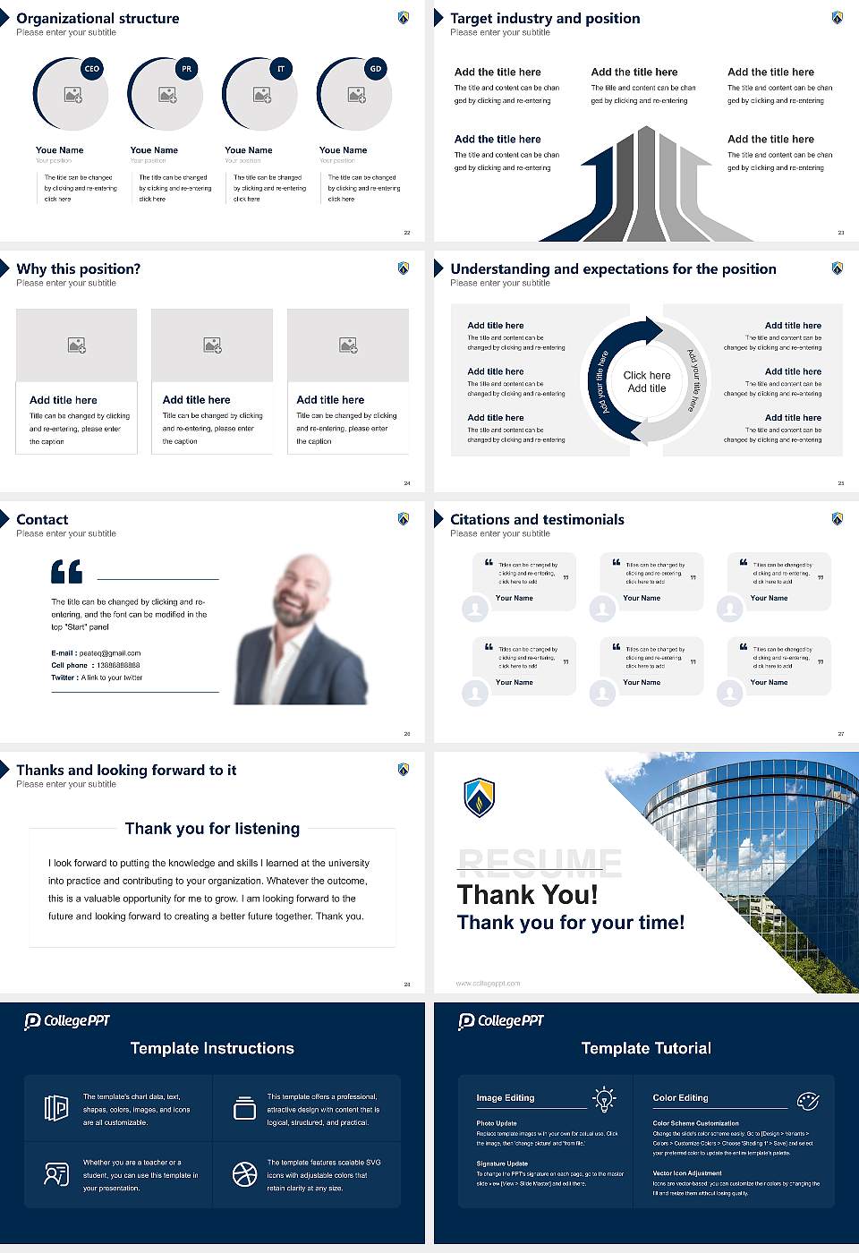 Arizona College-Dallas Resume PPT Template16:9 ratio PPT effect preview image4